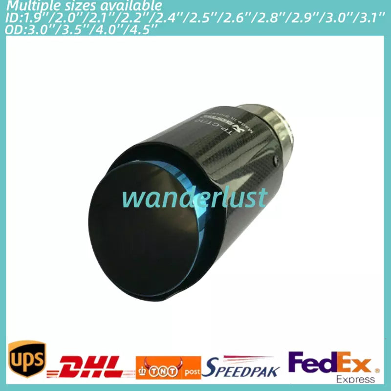 1X Glossy Blue Carbon Fiber AKRAPOVIC Exhaust Tip End Pipe OD:3''/3.5''/4''/4.5