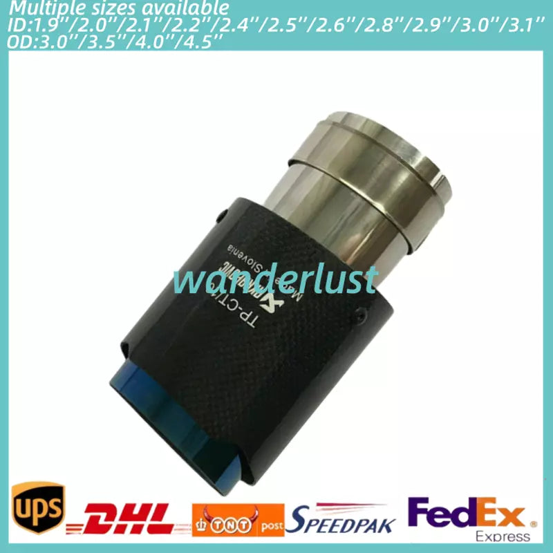 1X Glossy Blue Carbon Fiber AKRAPOVIC Exhaust Tip End Pipe OD:3''/3.5''/4''/4.5